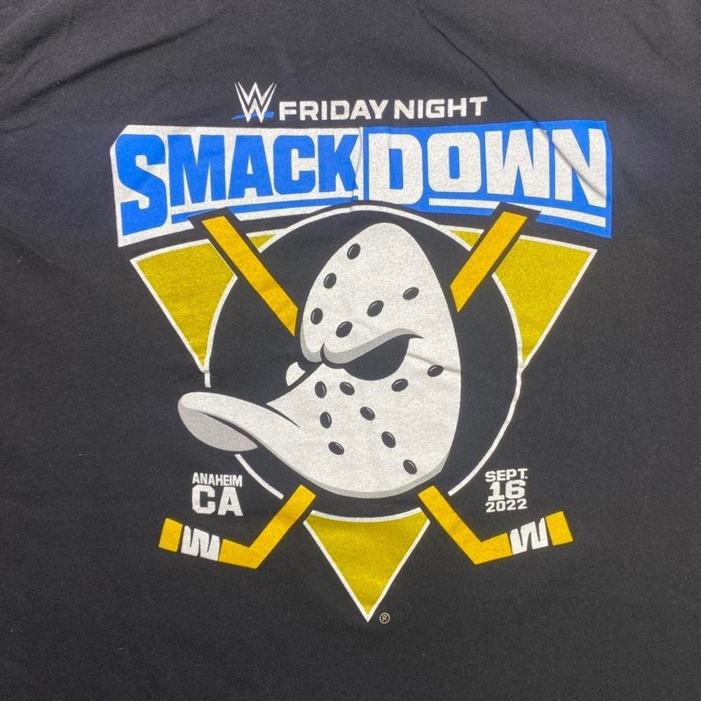 WWE Smackdown x Anaheim Ducks hockey wrestling shirt